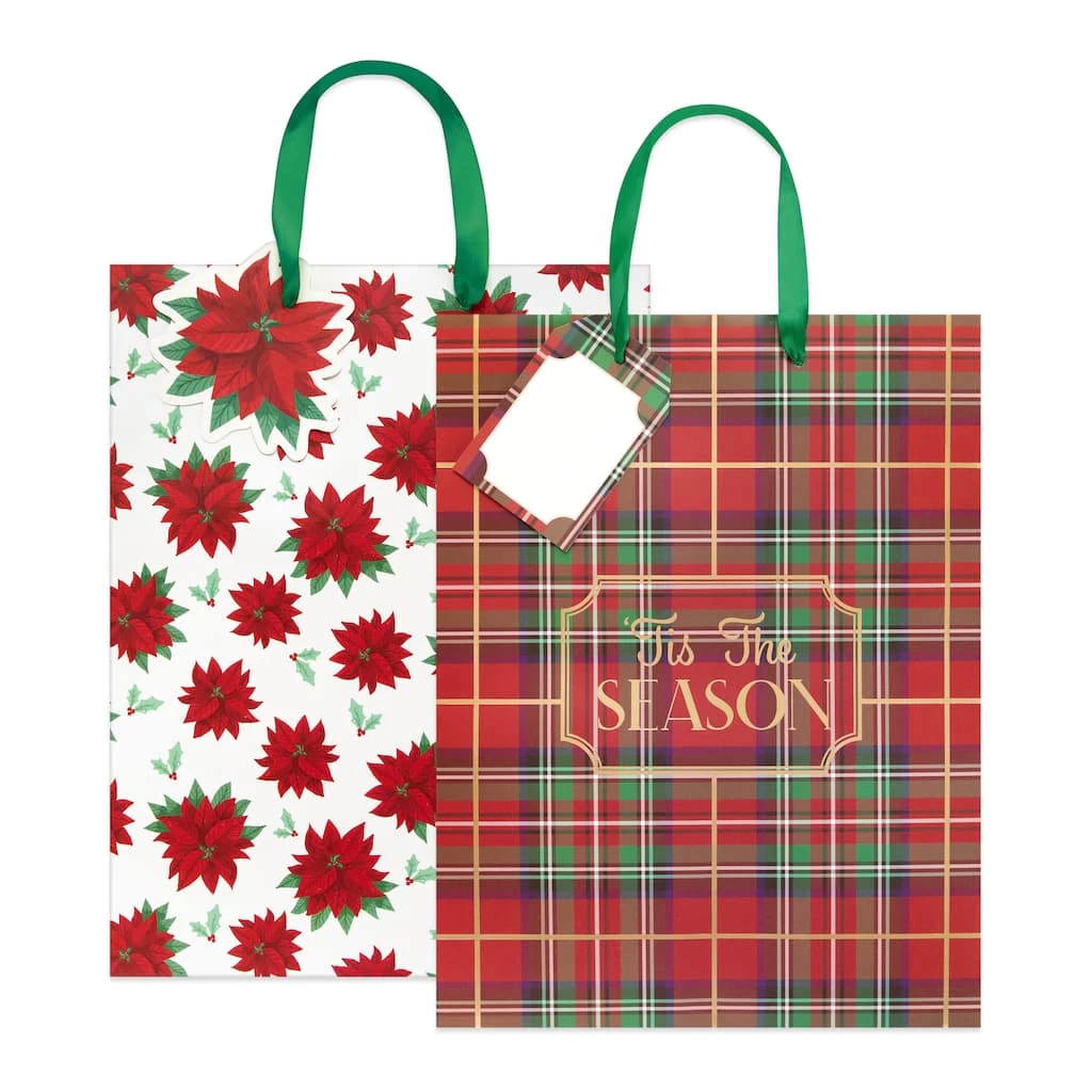 New π₯ Large Plaid & Poinsettia Gift Bags, 2ct. by Celebrate It™ β Christmas π 3 New π₯ Large Plaid & Poinsettia Gift Bags, 2ct. by Celebrate It™ β Christmas π