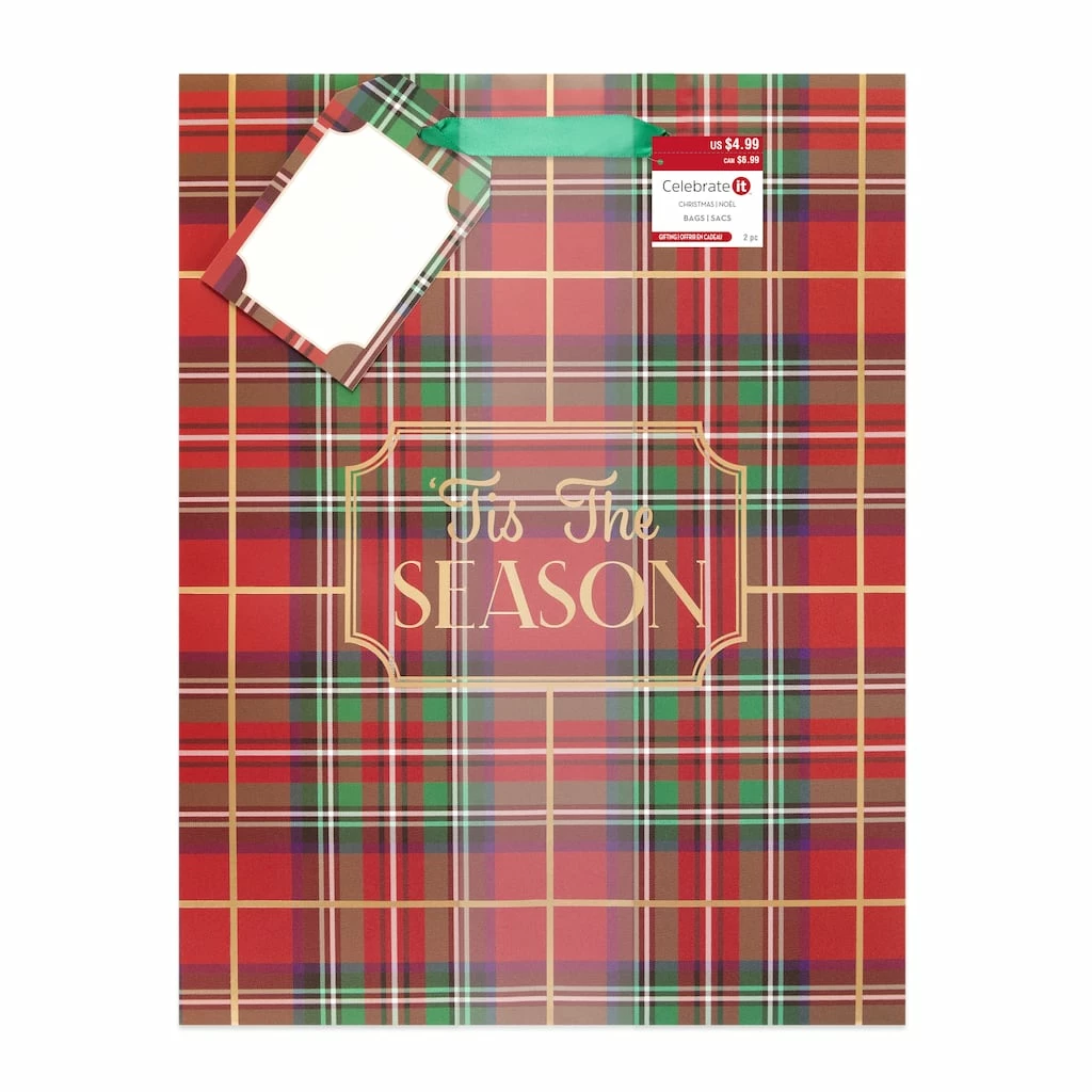New π₯ Large Plaid & Poinsettia Gift Bags, 2ct. by Celebrate It™ β Christmas π 8 New π₯ Large Plaid & Poinsettia Gift Bags, 2ct. by Celebrate It™ β Christmas π - Image 6