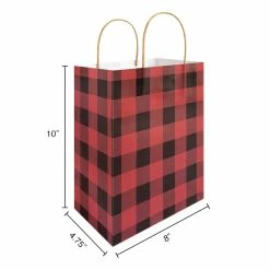 Promo ❤️ Medium Red & Black Buffalo Check Gift Bags, 5ct. by Celebrate It™ 🎄 Christmas 🔔 -Christmas Shop 10699614 3