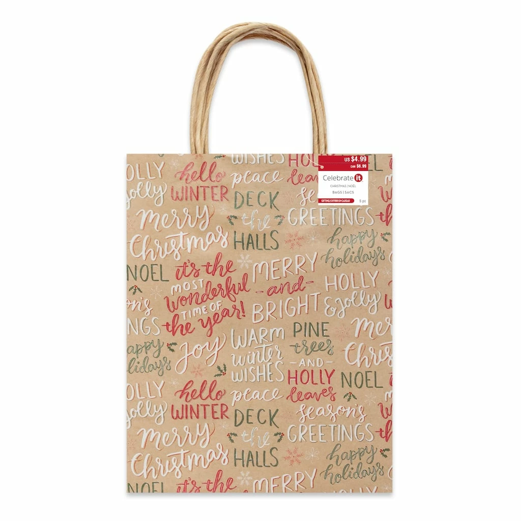 Best Sale π₯ Medium Kraft Sentiments Gift Bags, 5ct. by Celebrate It™ π Christmas 𧨠6 Best Sale π₯ Medium Kraft Sentiments Gift Bags, 5ct. by Celebrate It™ π Christmas 𧨠- Image 4