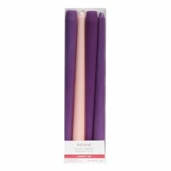 New 🥰 10" Smooth Purple & Pink Advent Taper Candles, 4ct. by Ashland® ✔️