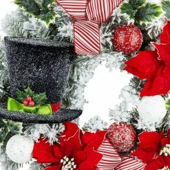 Best reviews of 🤩 26" Snowman Hat & Poinsettia Flocked Wreath by Ashland® 👍 -Christmas Shop 10699982 2
