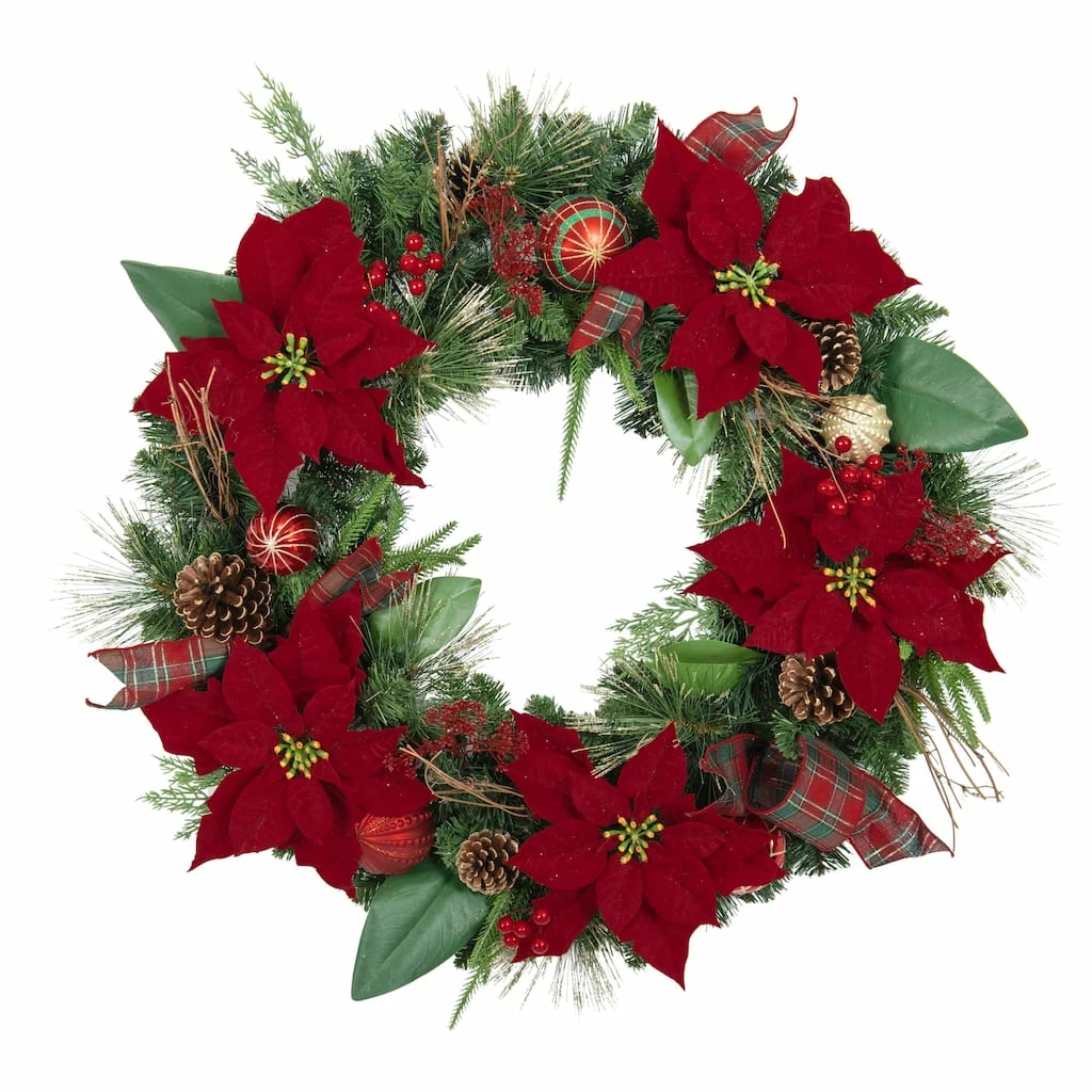 Best Pirce π 30" Poinsettias, Pinecones, Berries & Ornaments Wreath by Ashland® π₯° 3 Best Pirce π 30" Poinsettias, Pinecones, Berries & Ornaments Wreath by Ashland® π₯°
