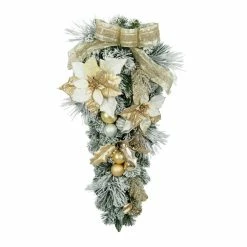 Cheapest 🛒 28" Poinsettia & Ornament Teardrop Swag by Ashland® ⌛