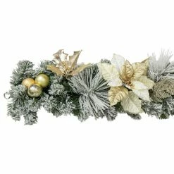 Flash Sale ⭐ 6ft. Poinsettia & Ornament Flocked Garland by Ashland® 🧨