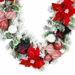 Coupon 😉 72" Poinsettia Berry Snowman Garland by Ashland® 🔔 -Christmas Shop 10700052 2