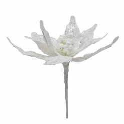 Flash Sale ❤️ White Glitter Poinsettia Pick by Ashland® 🧨 -Christmas Shop 10700099 2