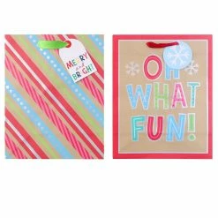 Deals βοΈ Medium Oh What Fun & Stripe Gift Bags, 2ct. by Celebrate It™ β Christmas β