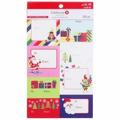 New 🎁 Whimsical 🔔 Christmas Tag Stickers by Celebrate It™ 👏