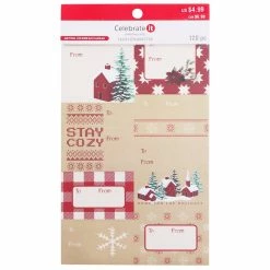 Promo 👍 Kraft Holiday Sticker Gift Tags by Celebrate It™ 🎅 Christmas 😍