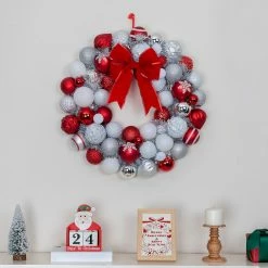Promo 👏 23" Red & White Ball Ornament Wall Wreath by Ashland® 🥰 -Christmas Shop 10700709 4
