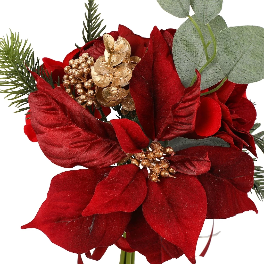 Budget π Dark Red Poinsettia, Rose & Eucalyptus Bundle by Ashland® β 4 Budget π Dark Red Poinsettia, Rose & Eucalyptus Bundle by Ashland® β - Image 2