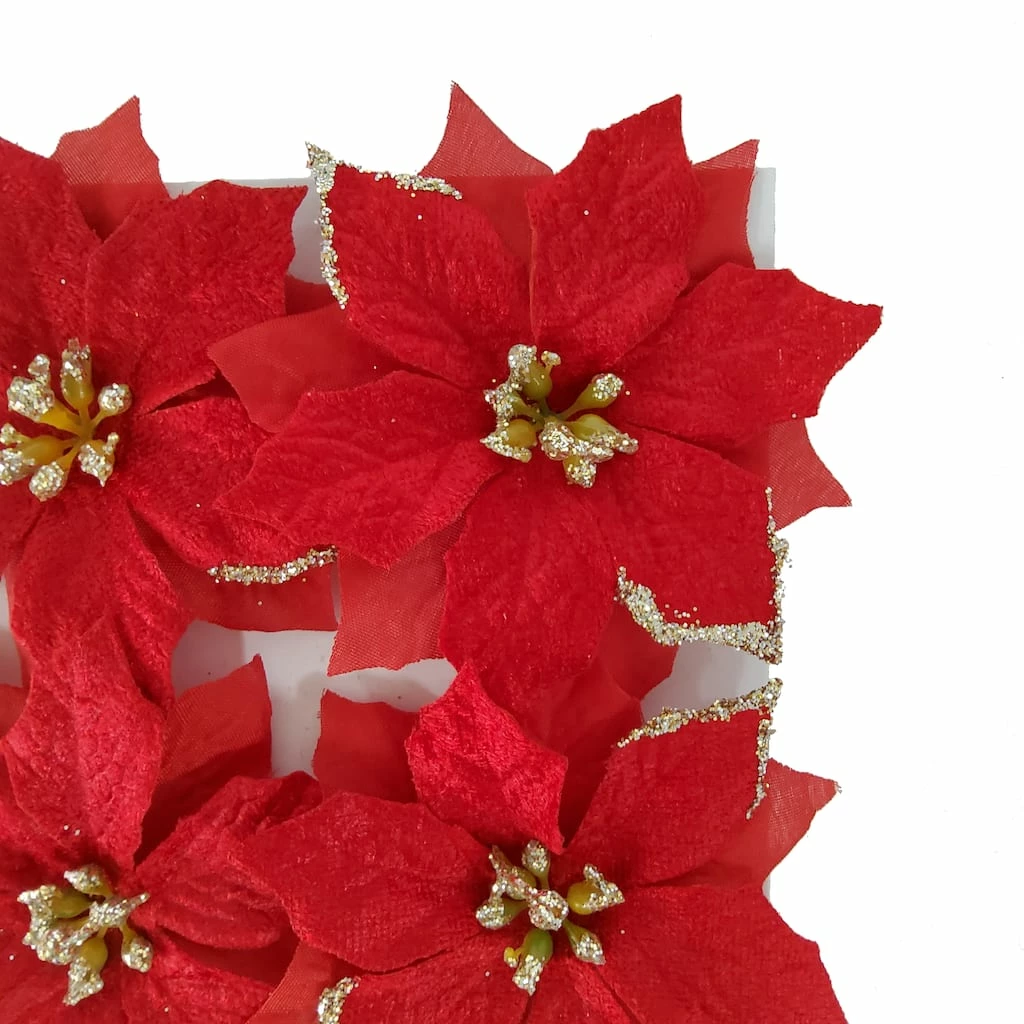 Cheapest 𧨠3.5" Red Poinsettia Accents with Glittery Gold Tips by Ashland®, 4ct. π₯° 4 Cheapest 𧨠3.5" Red Poinsettia Accents with Glittery Gold Tips by Ashland®, 4ct. π₯° - Image 2