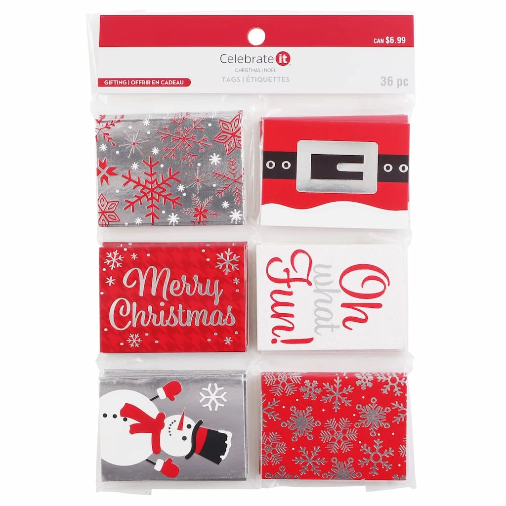 Brand new β¨ Red & Silver Foil Folded Gift Tags by Celebrate It™ π Christmas π€© 3 Brand new β¨ Red & Silver Foil Folded Gift Tags by Celebrate It™ π Christmas π€©