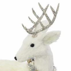 Best Pirce 😍 16" White Sitting Deer with Tinsel Wreath Tabletop Figure by Ashland® ✨ -Christmas Shop 10701491 3 1