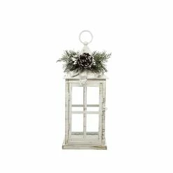 Promo ❤️ 12" White Lantern with Frosted Pine Sprig by Ashland® 😍