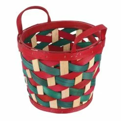 Budget 🛒 9.5" Medium Red and Green Woven Wood Chip Basket by Ashland® ⭐ -Christmas Shop 10701814 2