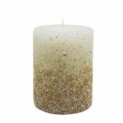 Wholesale ✨ 3" x 4" Champagne Beaded Pillar Candle by Ashland® 🛒