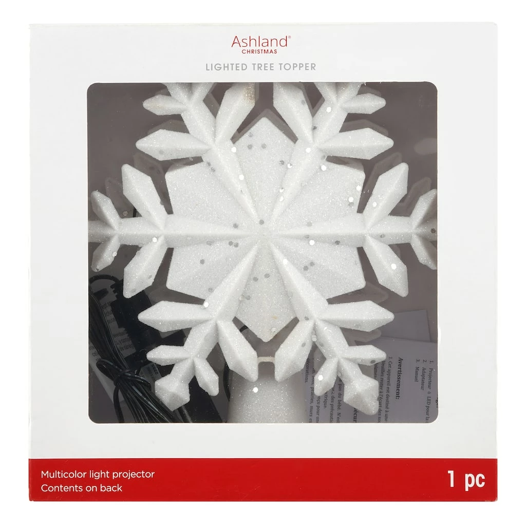 Brand new π 9" White Glitter Snowflake Multicolor Light Projector Tree Topper by Ashland® π 3 Brand new π 9" White Glitter Snowflake Multicolor Light Projector Tree Topper by Ashland® π