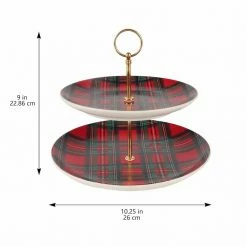 Hot Sale 👍 10" Red Tartan & Gold Treat Stand by Celebrate It™ 🤩 -Christmas Shop 10703556 4