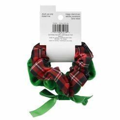 New ⌛ Christmas Red Plaid & Green Velvet Hair Scrunchies by Celebrate It™ ❤️ -Christmas Shop 10703694 3
