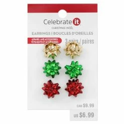 Best reviews of 🥰 Christmas Gold, Green & Red Bow Earrings by Celebrate It™ 🌟