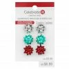 Outlet 🥰 Christmas Silver, Teal & Red Bow Earrings by Celebrate It™ 👏 -Christmas Shop 10703749 1