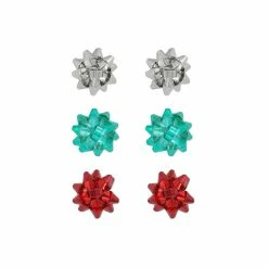Outlet 🥰 Christmas Silver, Teal & Red Bow Earrings by Celebrate It™ 👏 -Christmas Shop 10703749 3