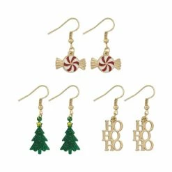 Flash Sale ✨ Christmas Tree & Peppermint Dangle Earrings Set by Celebrate It™ 😍 -Christmas Shop 10703756 3