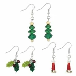 New ⌛ Christmas Tree, Hat & Holly Dangle Earrings Set by Celebrate It™ ❤️ -Christmas Shop 10703757 3