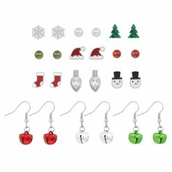 Discount ❤️ Christmas Silver, Green & Red Earrings Set by Celebrate It™ 😍 -Christmas Shop 10703759 3