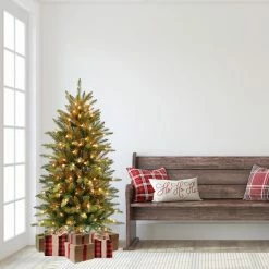 Best Sale 👏 6 Pack: 4.5ft. Pre-Lit Pencil Fraser Fir Artificial 🎅 Christmas Tree, Clear Lights by Puleo International 👍 -Christmas Shop D248405S 6