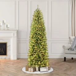 Best Sale 👏 6 Pack: 4.5ft. Pre-Lit Pencil Fraser Fir Artificial 🎅 Christmas Tree, Clear Lights by Puleo International 👍 -Christmas Shop D248405S 7