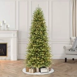 Flash Sale ❤️ 6 Pack: 4.5ft. Pre-Lit Slim Fraser Fir Artificial 🔔 Christmas Tree, Clear Lights by Puleo International ⌛ -Christmas Shop D248418S 6