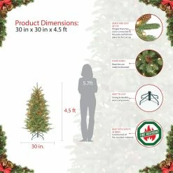 Flash Sale ❤️ 6 Pack: 4.5ft. Pre-Lit Slim Fraser Fir Artificial 🔔 Christmas Tree, Clear Lights by Puleo International ⌛ -Christmas Shop D248418S 8