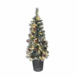 Cheapest 😉 6 Pack: 4.5ft. Pre-Lit Sterling Pine Artificial 🎄 Christmas Tree in Decorative Pot, Clear Lights by Puleo International 🛒
