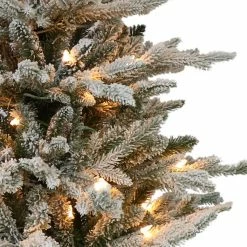 Top 10 💯 6 Pack: 4.5ft. Pre-Lit Flocked Arctic Fir Artificial ❄ Christmas Tree in Stump Planter, Clear Lights by Puleo International 🧨 -Christmas Shop D248466S 3