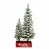 Flash Sale ✔️ 6 Pack: Pre-Lit Flocked Artificial 🎁 Christmas Tree Set in Red Box Planter, Warm White LED Lights by Puleo International 🛒 -Christmas Shop D248486S 1