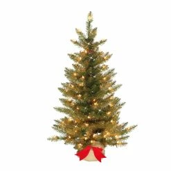 Budget 😀 6 Pack: 3ft. Pre-Lit Slim Fraser Fir Artificial 🎄 Christmas Tree in Burlap Base, Clear Lights by Puleo International 😀