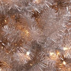Budget 💯 6 Pack: 4.5ft. Pre-Lit Rose Gold Tinsel Artificial 🎄 Christmas Tree, Clear Lights by Puleo International 🧨 -Christmas Shop D248518S 3
