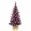 Coupon 🌟 6 Pack: 3ft. Pre-Lit Flocked Purple Artificial 🎅 Christmas Tree in Burlap Base, Clear Lights by Puleo International 🔥 -Christmas Shop D248522S 1