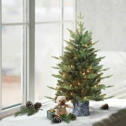 Outlet 🛒 6 Pack: 3ft. Pre-Lit Artificial 🎅 Christmas Tree in Planter, Clear Lights by Puleo International 🔥 -Christmas Shop D393387S 3