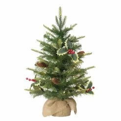 Discount ⭐ 6 Pack: 2ft. Pre-Lit Artificial ❄ Christmas Tree with Pine Cones in Burlap Sack, Warm White LED Lights by Puleo International 🤩