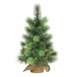 Budget 🛒 6 Pack: 2ft. Pre-Lit Artificial ❄ Christmas Tree in Burlap Base, Warm White LED Lights by Puleo International 🔔