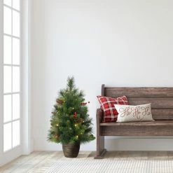 Cheapest 👍 6 Pack: 2ft. Pre-Lit Pre-Decorated Artificial 🎄 Christmas Tree in Gold Pot, Clear Lights by Puleo International 🧨 -Christmas Shop D393392S 3