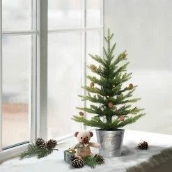 Flash Sale ⌛ 6 Pack: 2ft. Pre-Lit Artificial ❄ Christmas Tree in Metal Pot, Clear Lights by Puleo International ❤️ -Christmas Shop D393393S 3