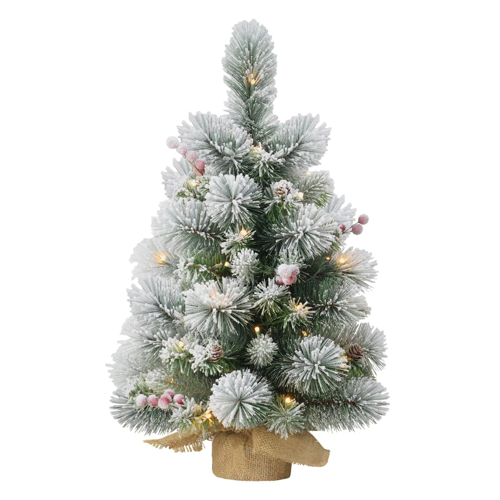 Discount β 6 Pack: 2ft. Pre-Lit Frosted Pre-Decorated Artificial β Christmas Tree in Burlap Base, Clear Lights by Puleo International 𧨠3 Discount β 6 Pack: 2ft. Pre-Lit Frosted Pre-Decorated Artificial β Christmas Tree in Burlap Base, Clear Lights by Puleo International π§¨