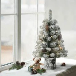 Brand new 🤩 6 Pack: 2ft. Pre-Lit Flocked Artificial 🔔 Christmas Tree in Metal Pot, Warm White LED Lights by Puleo International 🔥 -Christmas Shop D393396S 3