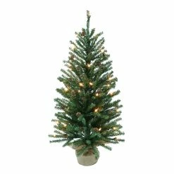 Coupon 😉 6 Pack: 4ft. Pre-Lit Fir Artificial 🎅 Christmas Tree in Burlap Base, Clear Lights by Puleo International 🤩