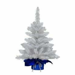Promo 🎁 6 Pack: 2ft. Pre-Lit White Artificial ❄ Christmas Tree with in Blue Sack, White Lights by Puleo International 😍